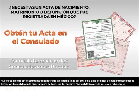 Copias certificadas de actas de nacimiento, matrimonio o 